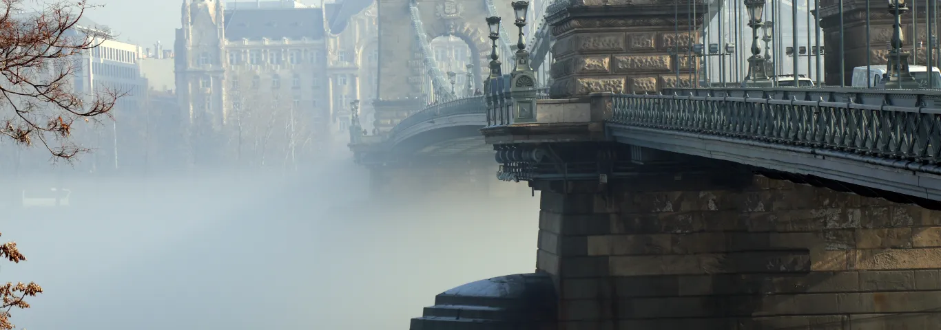 Scenic view of a bridge crossing the Danube river in Budapest